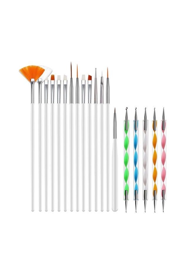 Mordely Nail Art Kit, Nail Pen Designer Kit - Nail Art Brush and Dotting Tool Pens Best for Nail Art and Facial Detailed Painting, Set of 20pcs White - Image 1
